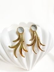 Altın kaplama özel tasarım doğal taş küpe