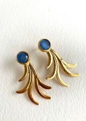 Altın kaplama özel tasarım doğal taş küpe