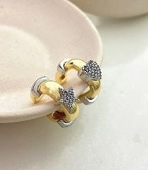 Lois kare detaylı KALP  earcuff