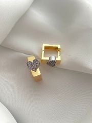 Lois kare detaylı KALP  earcuff