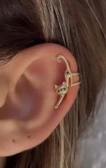 Yeşil gözlü kedi earcuff