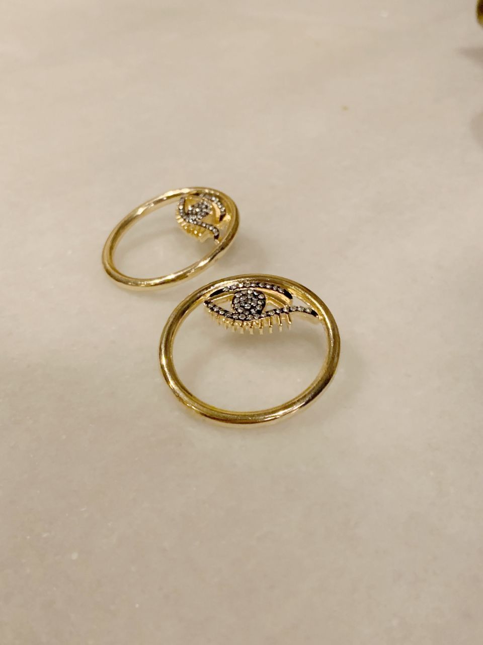 Göz halka küpe zirkon taşlı