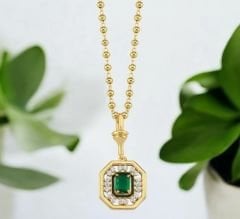 Sofia Yeşil Taşlı Çelik Kolye