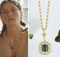 Sofia Yeşil Taşlı Çelik Kolye