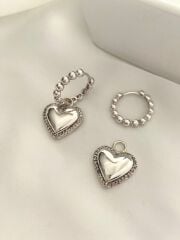 Juno Zirkon taş detaylı kalp küpe silver