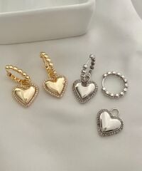 Juno Zirkon taş detaylı kalp küpe silver