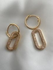 Zirkon taşlı özel seri içi boş Oval küpe GOLD