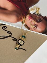 Yeşil Taşlı Göz Kolye