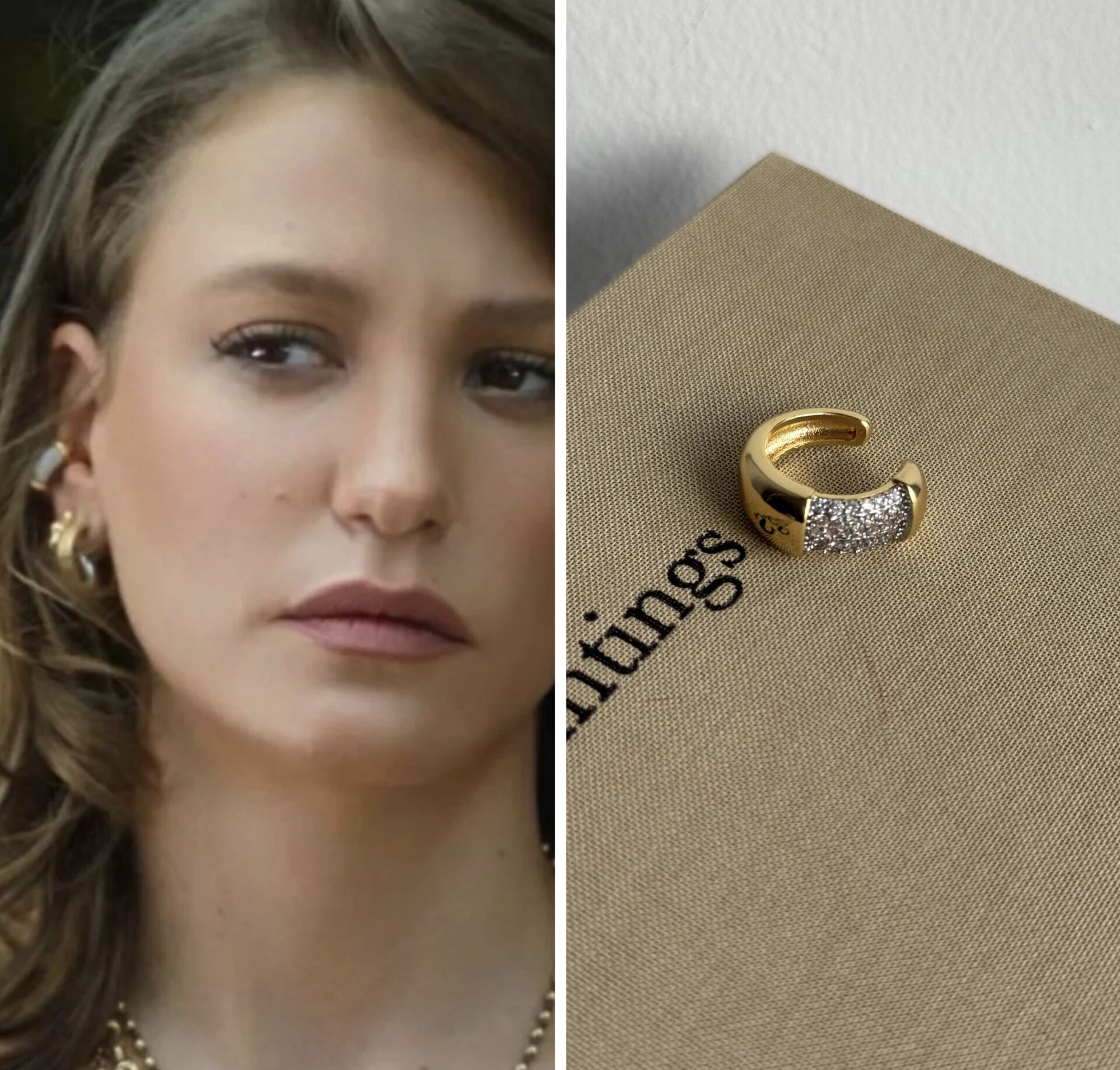 KG Zirkon taş detaylı çelik earcuff