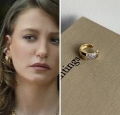 KG Zirkon Taş Detaylı Çelik Earcuff