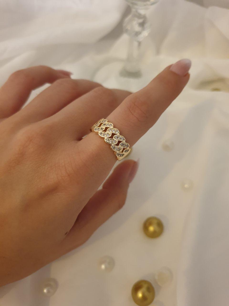 Zirkon taşlı zincir yüzük