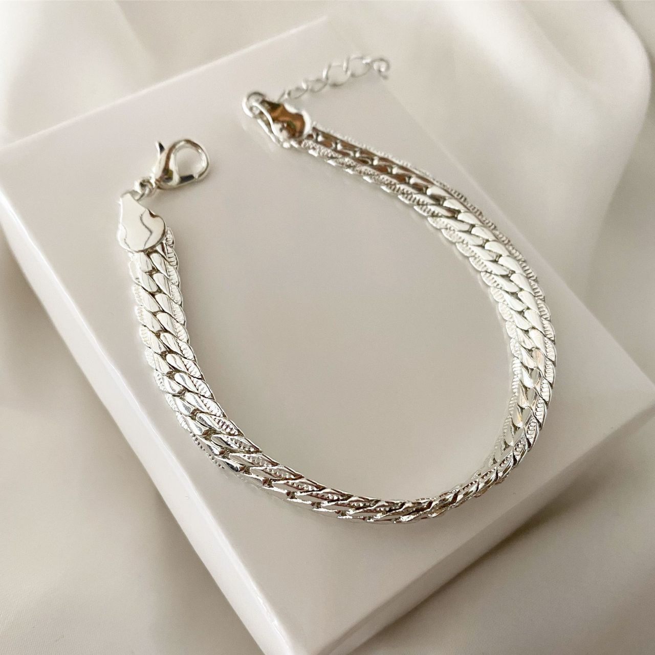 Balık sırtı silver zincir bileklik