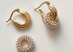 Çift kullanımlı incili halka küpe