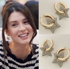 Zirkon taşlı özel seri içi boş yıldız küpe