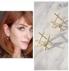 Zirkon taşlı üçgen küpe