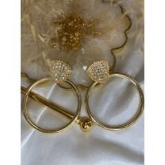 Zirkon taşlı vip halka küpe