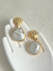 Özel tasarım barok inci çelik küpe