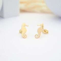 Minimal çelik deniz atı küpe