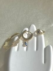 3 lü set küpe nazar boncuğu