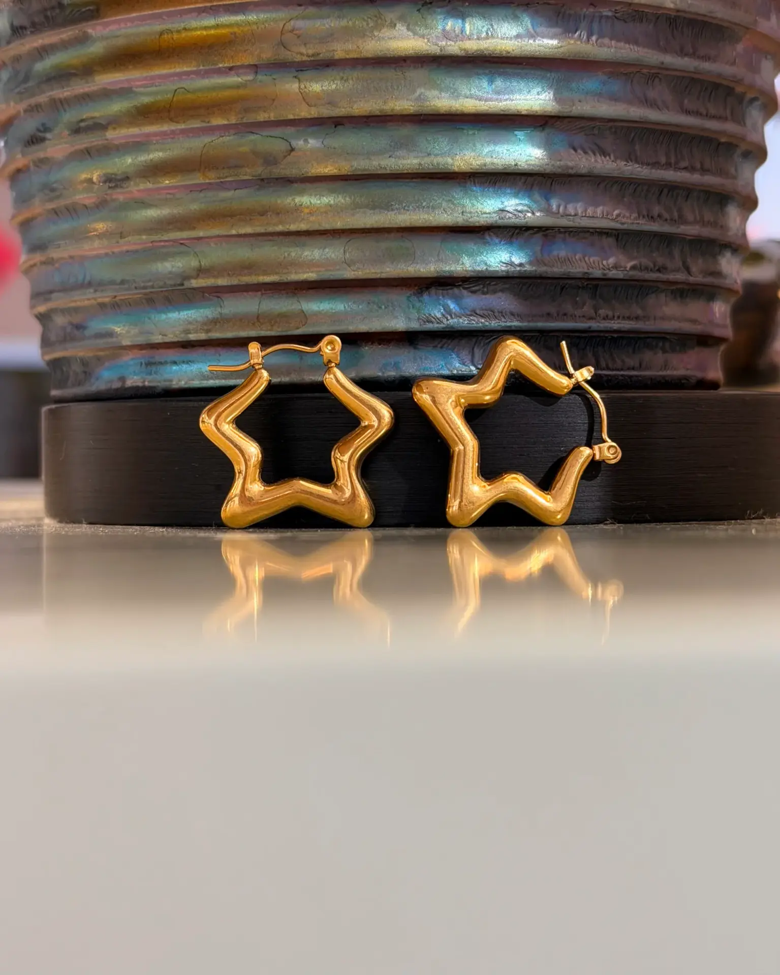 Kalın yıldız küpe çelik