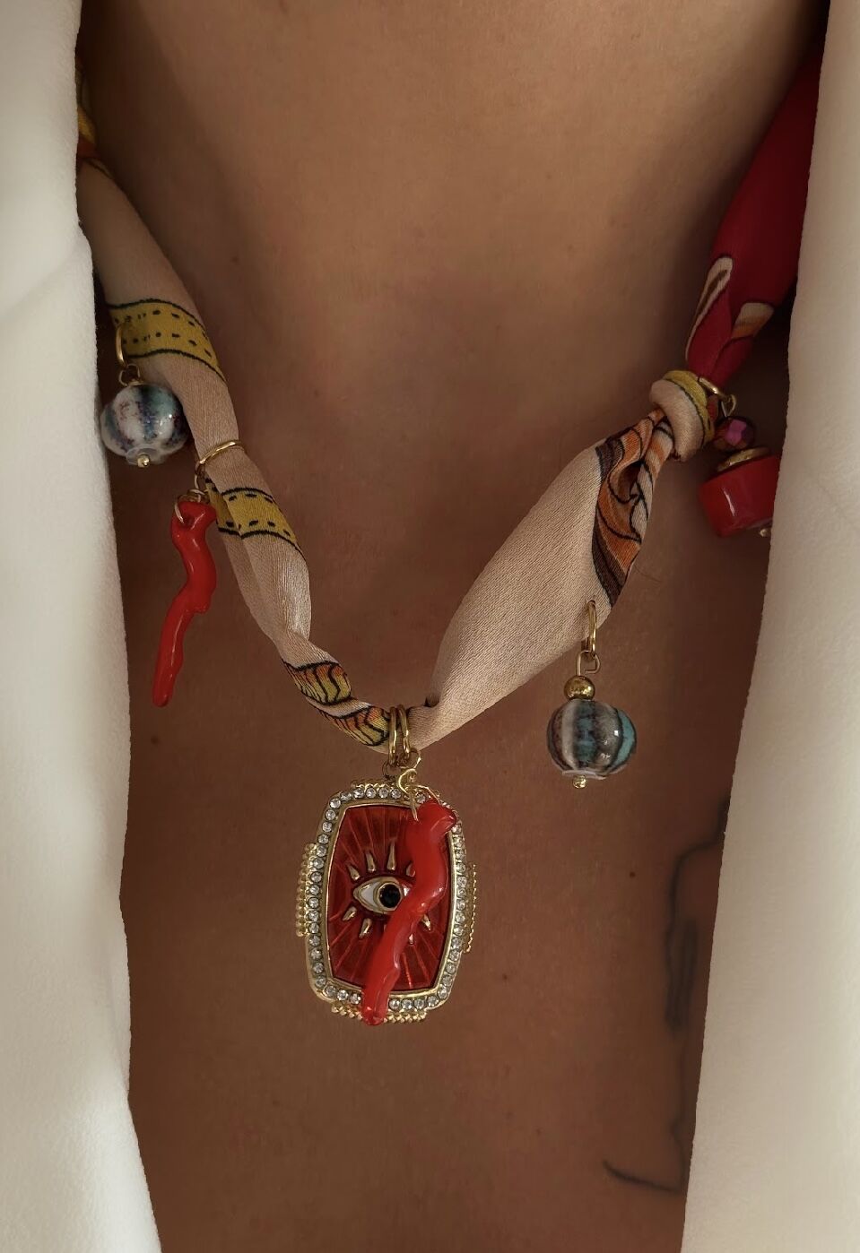 Fularlı çelik charm kolye z.ra marka