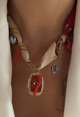 Fularlı çelik charm kolye z.ra marka