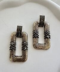 Bronz dikdörtgen küpe