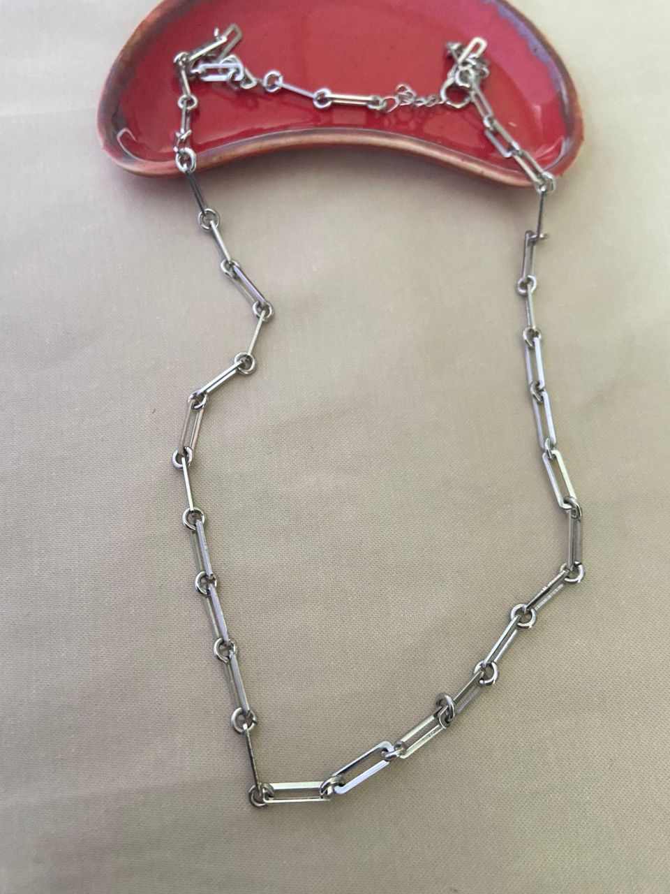 Halka detaylı silver kolye
