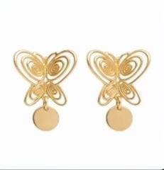 Füsun kelebek küpe plakalı