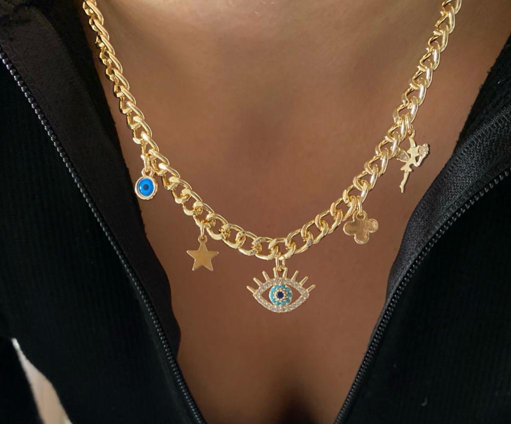 Göz kolye zirkon taşlı