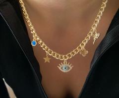 Göz kolye zirkon taşlı