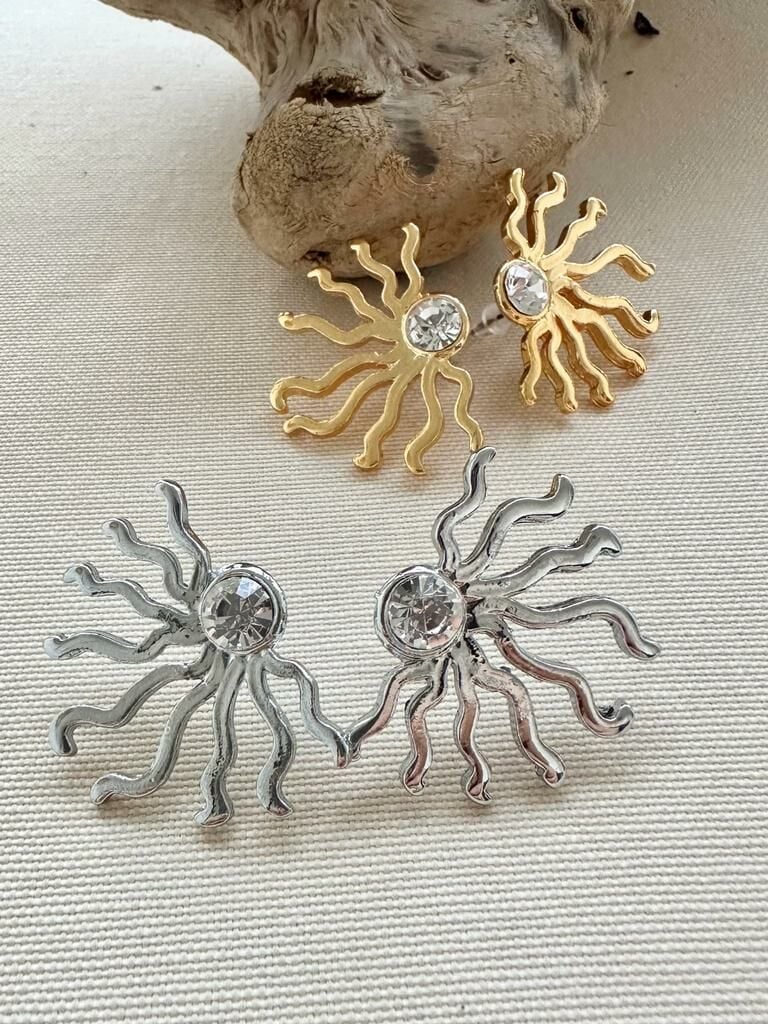 octopus taşlı küpe