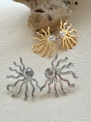 octopus taşlı küpe