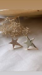 1 teki plaka 1 teki taşlı minimal yıldız küpe