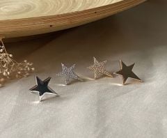 1 teki plaka 1 teki taşlı minimal yıldız küpe