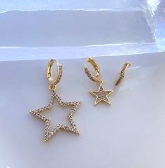 3 lü zirkon taşlı set küpe Yıldız
