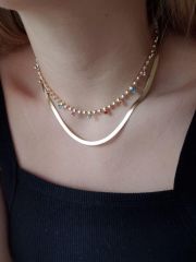 Renkli cam tas kolye İtalyan zincir kombini