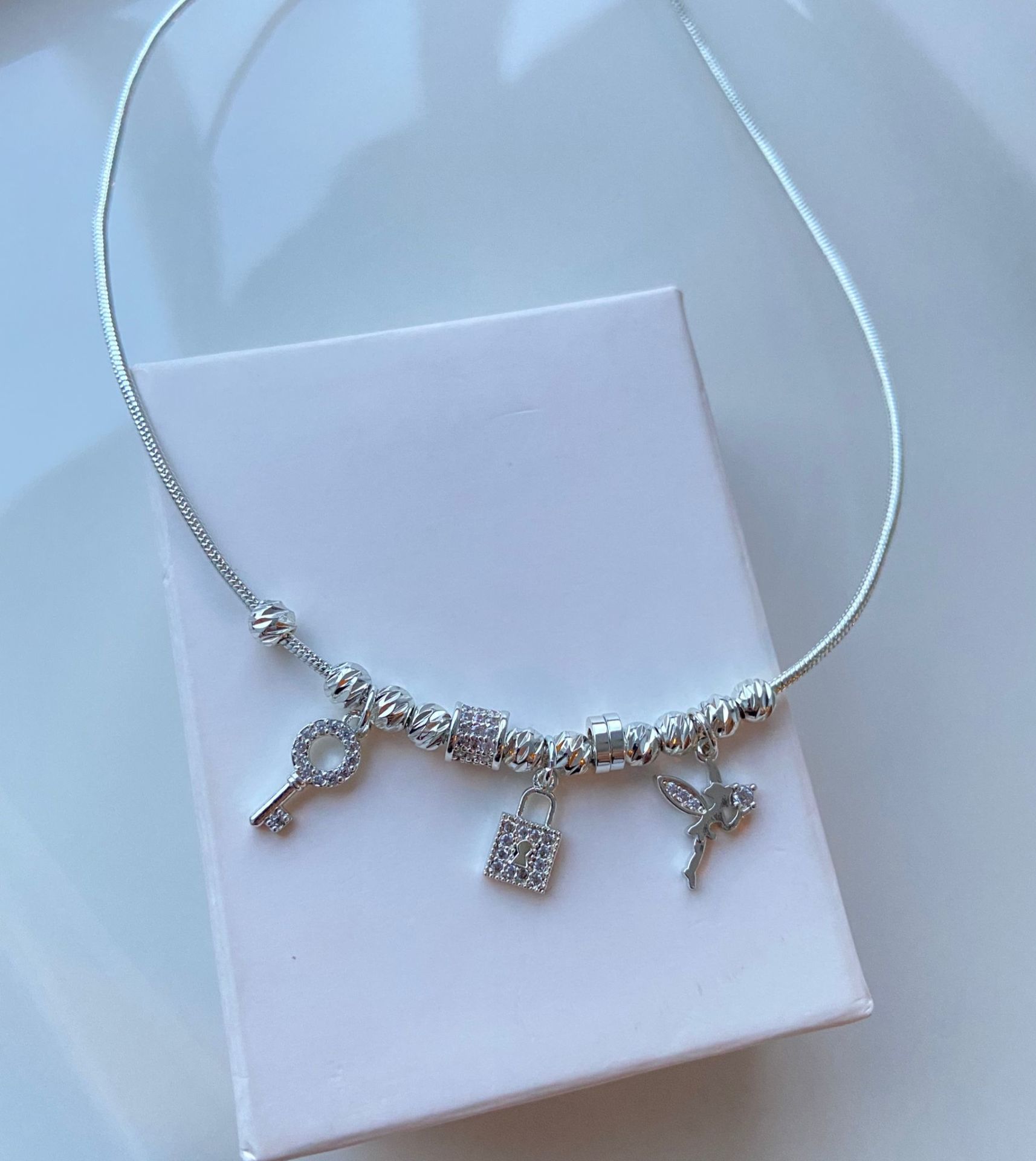Anahtar & Kilit & Melek charm kolye