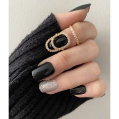 Oval taşlı tırnak yüzüğü / eklem yüzüğü
