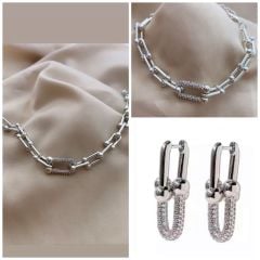 Chic küpe & kolye & bileklik kombini