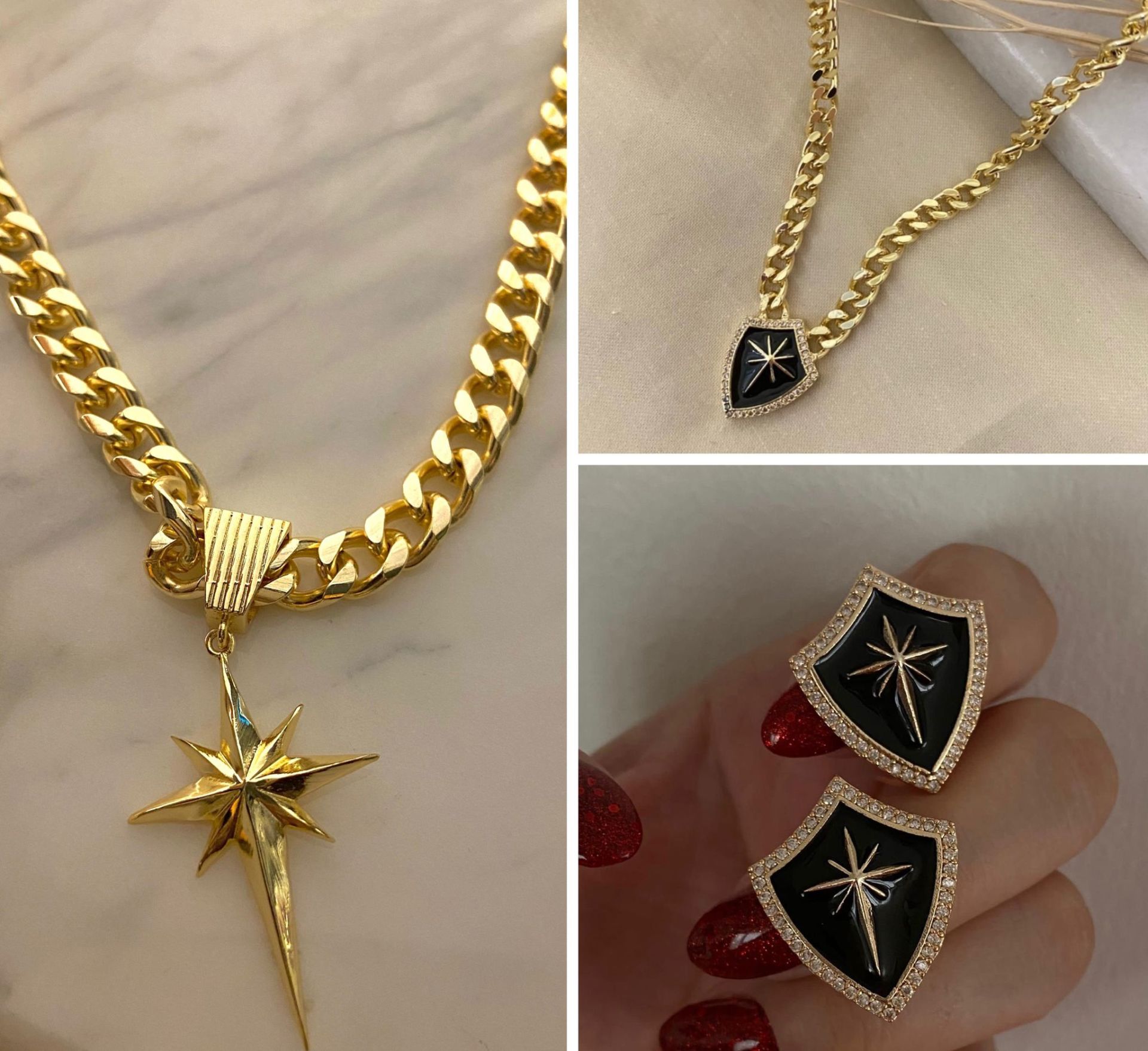 Kutup yıldızı kolye Rozet Küpe ve Kolye