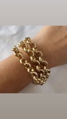 Daire oval kesim 3 zincirli bileklik
