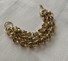 Daire oval kesim 3 zincirli bileklik