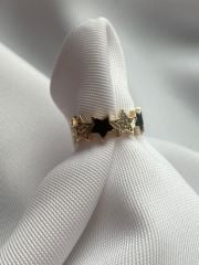 Siyah mineli yıldız yüzük