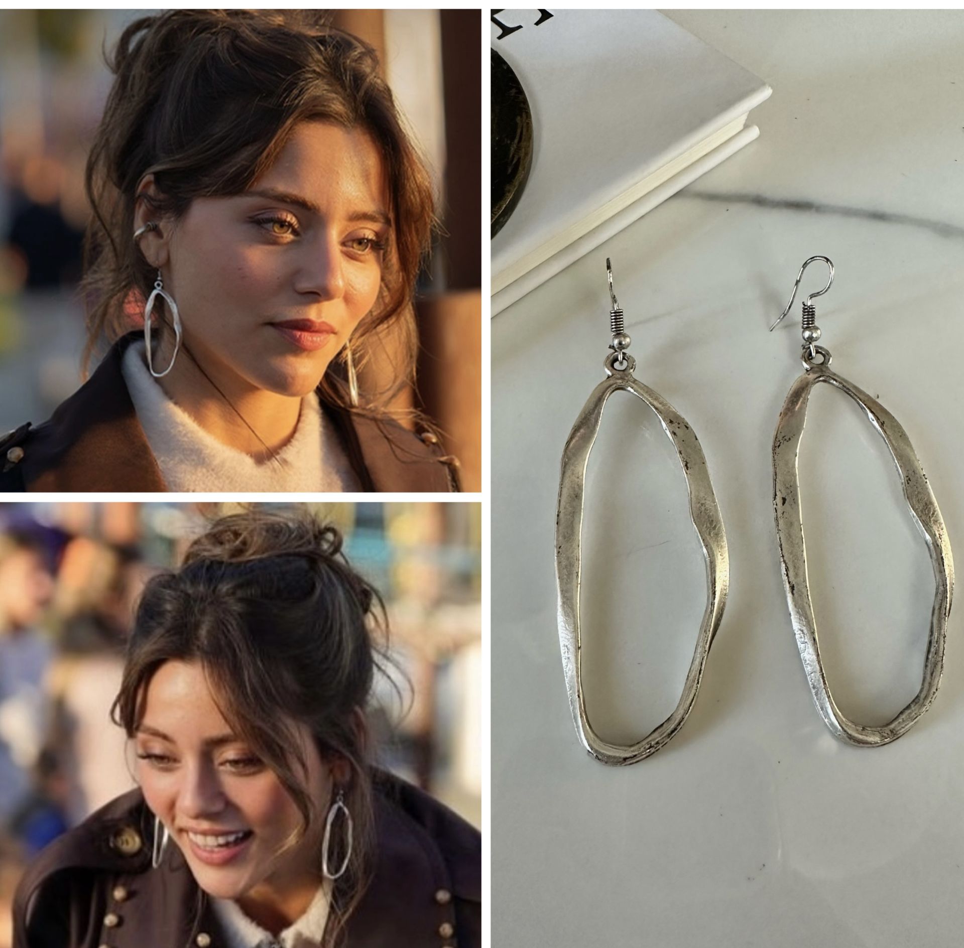 Liya tasarım oval gümüş kaplama küpe
